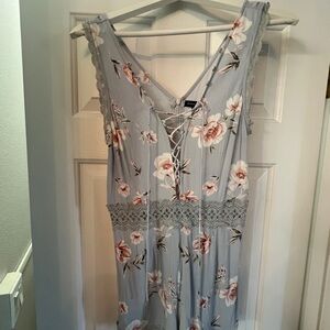 Kendall & Kylie Light Blue Floral Lace-Up Romper